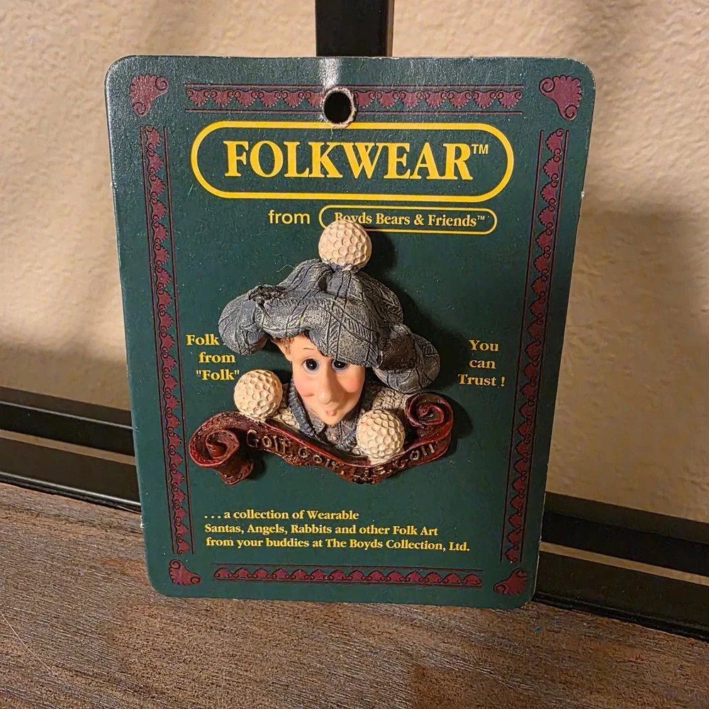 Vintage Boyds Bears Folkwear Golf Golf Lie Golf‎ Pin Brooch on Card